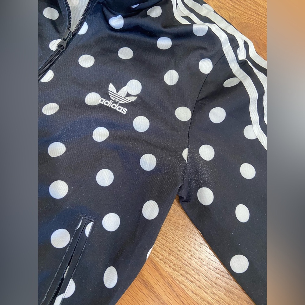Vintage 2015 adidas firebird Black & White Polka Dot track jacket - Picture 3 of 12